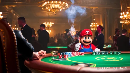 Super Mario in Opulent Casino with Surreal Ambiance – AI Generated Video | Hailuo AI