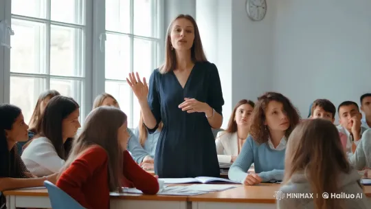 Teacher Explains Past Simple Tense in Serene Classroom – AI Generated Video | Hailuo AI