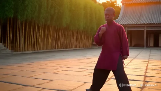 Kung Fu Practitioner in Ancient Courtyard – AI Generated Video | Hailuo AI