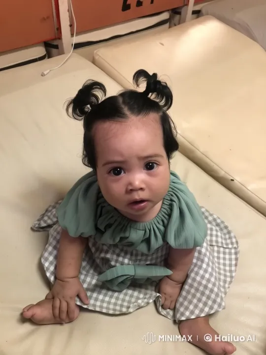 Baby in Checkered Dress Shows Off Playful Kungfu Kick – AI Generated Video | Hailuo AI