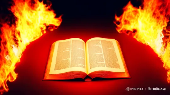Bible Illuminated Amidst Dark Flames and Doom – AI Generated Video | Hailuo AI