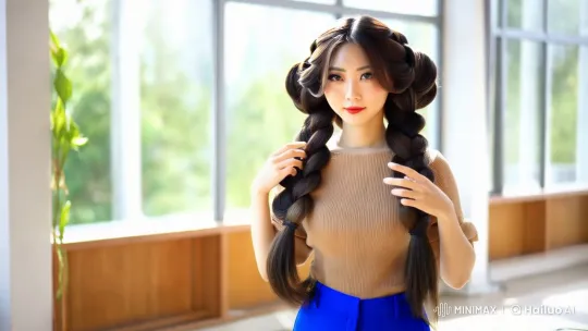 Japanese Woman in Elegant Pose with Natural Light Background – AI Generated Video | Hailuo AI