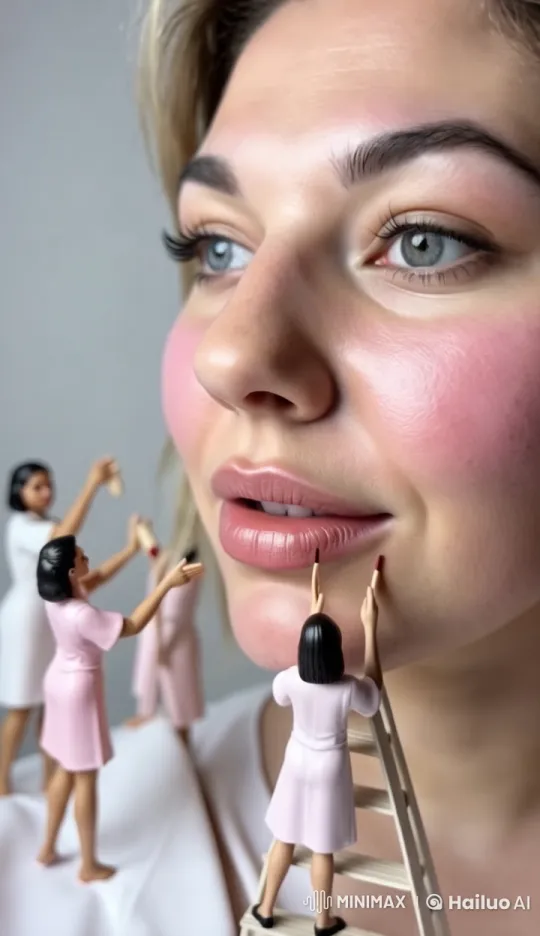 Miniature Figures Perform Delicate Procedure on Animated Lips – AI Generated Video | Hailuo AI