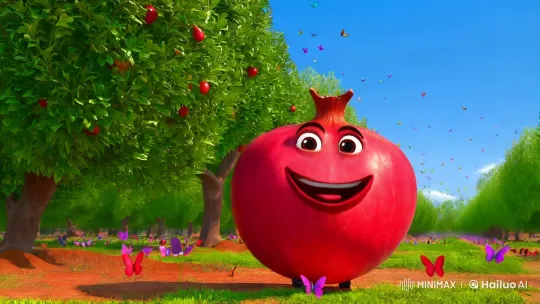 Animated Pomegranate and Parrot Teach Hindi Letter in Orchard – AI Generated Video | Hailuo AI