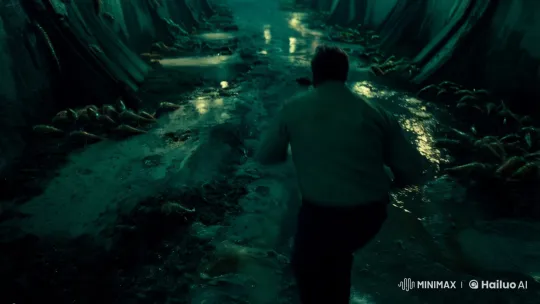 Worker Fleeing Mutant Larvae in Labyrinthine Tunnels – AI Generated Video | Hailuo AI