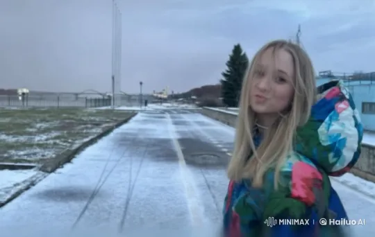 Young Woman Fires Shotgun on Snowy Path in Live2D Animation – AI Generated Video | Hailuo AI