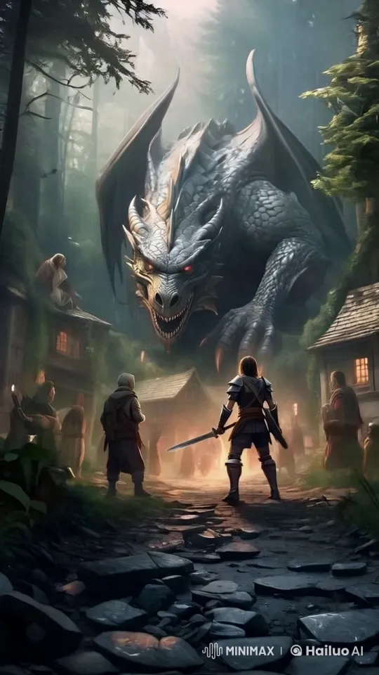 Heroic Warrior Faces Menacing Dragon in Battle – AI Generated Video | Hailuo AI