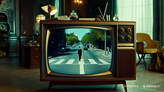 Vintage TV Invites Viewers into Iconic Abbey Road Scene – AI Generated Video | Hailuo AI