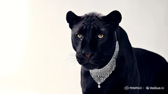 Panther with Diamond Necklace in Dramatic Pose – AI Generated Video | Hailuo AI