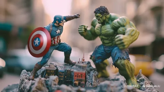 Epic Hulk vs. Captain America Animated Battle – AI Generated Video | Hailuo AI