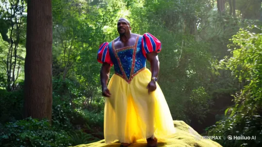 Terry Crews Enchants in Vibrant Snow White Costume – AI Generated Video | Hailuo AI