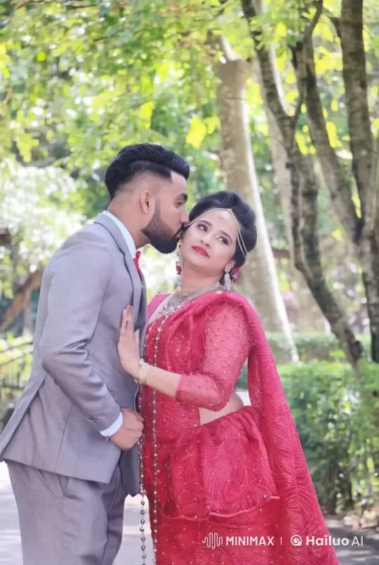 Traditional Couple's Intimate Moment in a Lush Garden – AI Generated Video | Hailuo AI