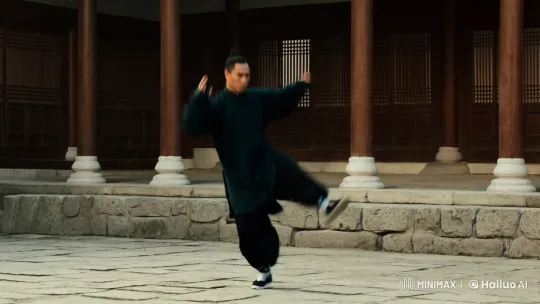Aesthetic Kungfu Scene Captured with Cinematic Grace – AI Generated Video | Hailuo AI
