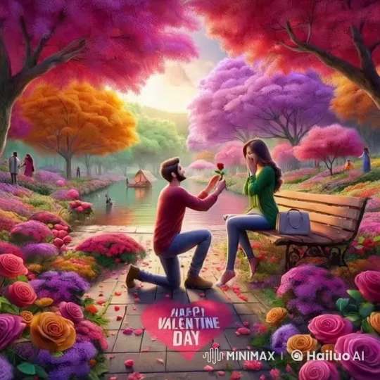 Boy Proposes to Girl with Flowers, She Accepts Smilingly – AI Generated Video | Hailuo AI