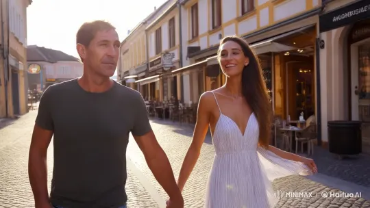 Leisurely Stroll of a Couple in Attendorn's Charming Streets – AI Generated Video | Hailuo AI