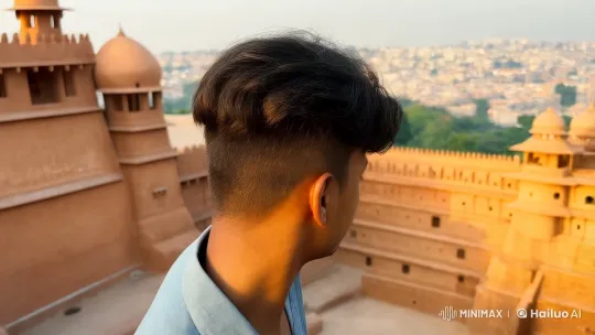 Morning Exploration of Nahargarh Fort by Young Man – AI Generated Video | Hailuo AI