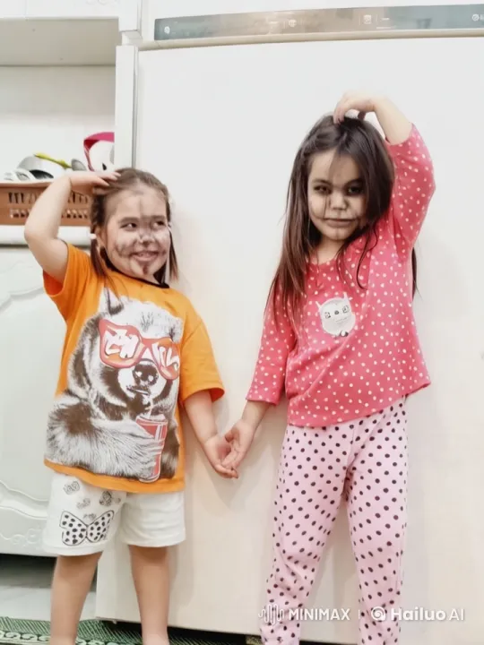 Children Practicing Kungfu in a Cozy Animated Kitchen – AI Generated Video | Hailuo AI
