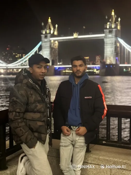 Mysterious Confrontation by Tower Bridge at Night – AI Generated Video | Hailuo AI