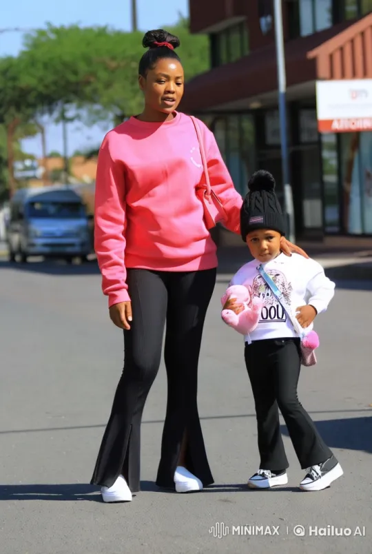 Mother and Daughter Stroll in Coordinated Outfits – AI Generated Video | Hailuo AI