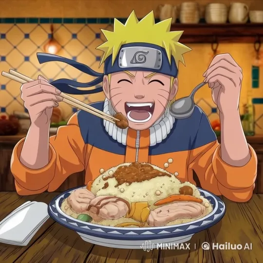 Naruto Enjoying a Meal in Cozy Kitchen – AI Generated Video | Hailuo AI