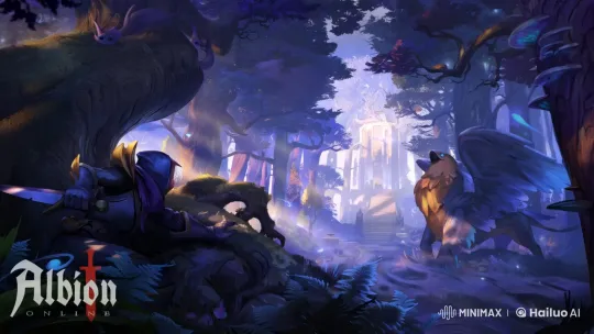 Mystical Forest: Knight Observes Griffon Amidst Enchanted Nature – AI Generated Video | Hailuo AI