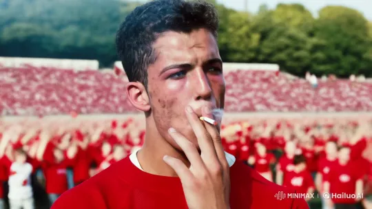 Young Man Smoking Amidst Stadium Crowd – AI Generated Video | Hailuo AI