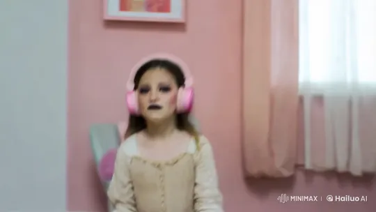 Young Girl's Emotional Breakdown in Pastel Room – AI Generated Video | Hailuo AI