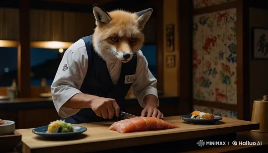 Cinematic Live2D Portrayal of Hiroshi, the Fox Sushi Chef – AI Generated Video | Hailuo AI