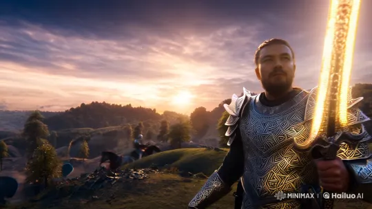 Epic Medieval-Futuristic Battle with Magical and Technological Elements – AI Generated Video | Hailuo AI