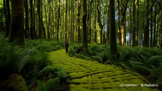 Solitary Wanderer Explores Enchanted Forest – AI Generated Video | Hailuo AI