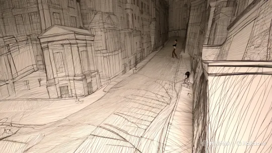 Surreal Pencil-Drawn Cityscape in Dreamlike Film Sequence – AI Generated Video | Hailuo AI