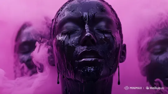 Surreal Oil-Covered Women in Dreamy Pink Haze – AI Generated Video | Hailuo AI