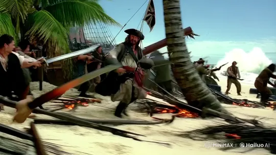 Pirate Hero in Hyper-Realistic 4K Beach Battle Cinematic – AI Generated Video | Hailuo AI