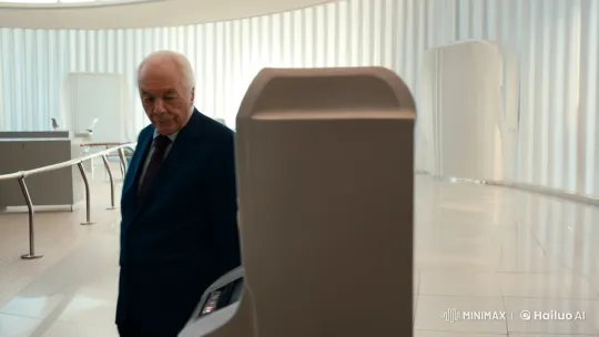 Elderly Man Joyfully Interacts with Anthropomorphic ATM – AI Generated Video | Hailuo AI