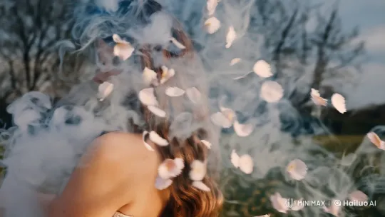 Mystical Dance of Woman, Petals, and Smoke – AI Generated Video | Hailuo AI