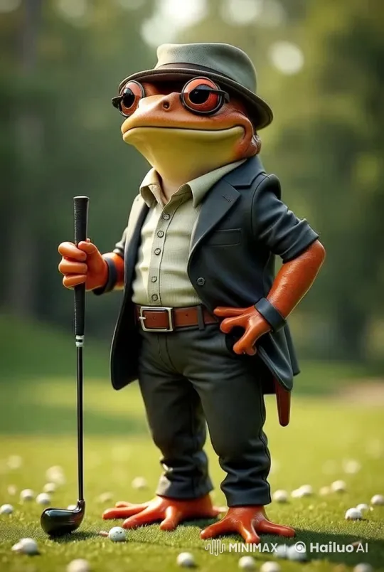 Frog in Suit Golf Swing and Explosive Finale – AI Generated Video | Hailuo AI