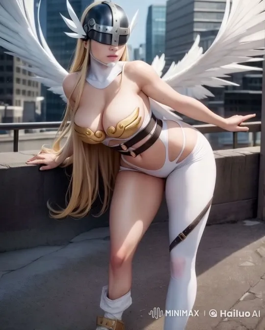 Angewomon in Sexy Pose on Rooftop Live2D Render – AI Generated Video | Hailuo AI