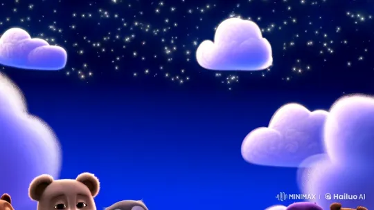 Serene Sky: Dreamy Animals Amidst Twinkling Stars – AI Generated Video | Hailuo AI