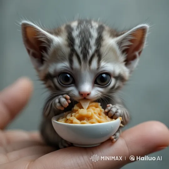 Live2D: Timid Kitten in a Person's Hand – AI Generated Video | Hailuo AI