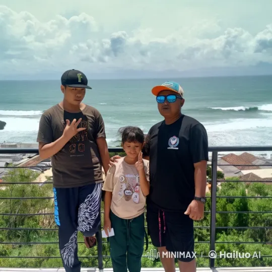 Balcony Kung Fu Trio Showcases Skills Over Ocean – AI Generated Video | Hailuo AI