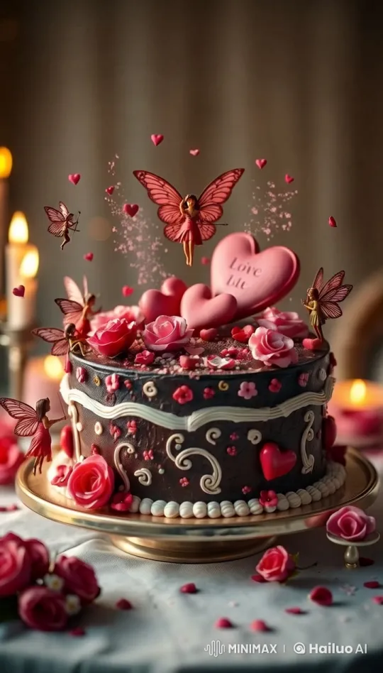 Enchanted Love: Hyper-Realistic Fairy-Topped Chocolate Cake – AI Generated Video | Hailuo AI