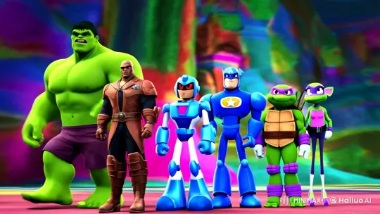 Iconic Characters Lineup in Dynamic Tracking Shot – AI Generated Video | Hailuo AI