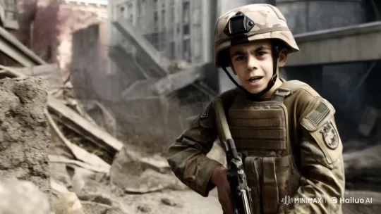 Young Soldier in Urban Combat Action Scene – AI Generated Video | Hailuo AI