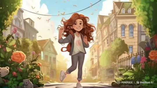 Joyful Run Through a Charming Animated Street – AI Generated Video | Hailuo AI