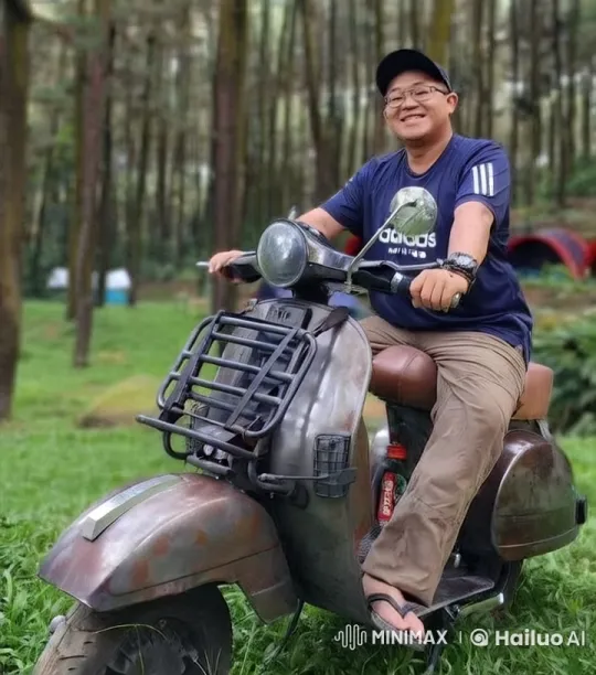 Kungfu Mastery on Scooter in Forest Setting – AI Generated Video | Hailuo AI