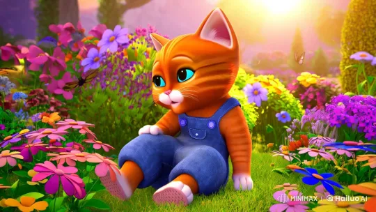 Orange Kitten Awakens in a Colorful Garden – AI Generated Video | Hailuo AI