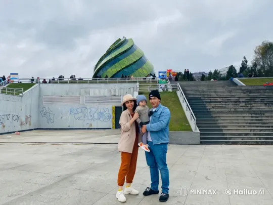 Family Gathering in Outdoor Geometric Setting – AI Generated Video | Hailuo AI