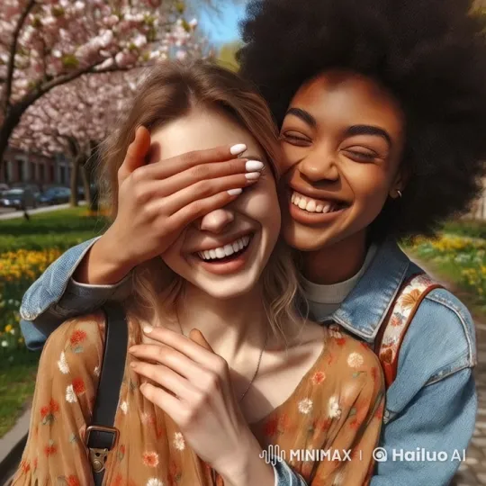 Springtime Surprise: Friends in a Blooming Park – AI Generated Video | Hailuo AI