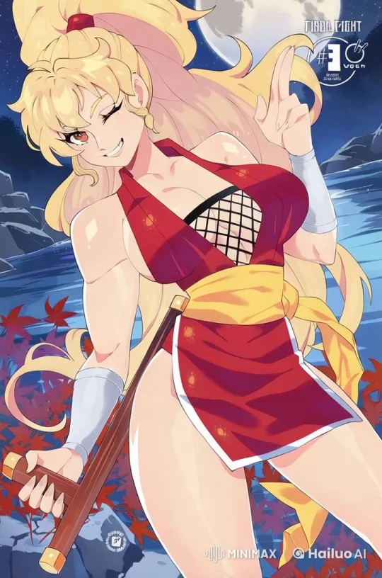 Confident Female Character Poses Seductively Under Starry Night Sky – AI Generated Video | Hailuo AI