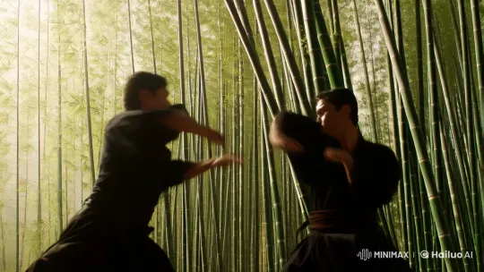 Elegant Combat in Bamboo Forest Setting – AI Generated Video | Hailuo AI